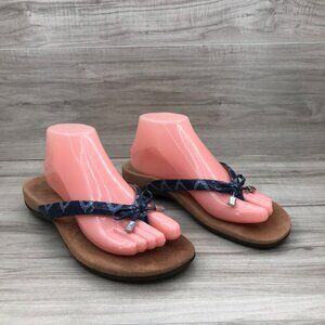 Vionic Flip Flop Sandals Womens 8 Bella Blue Bow Slip On Thong Comfort Shoes